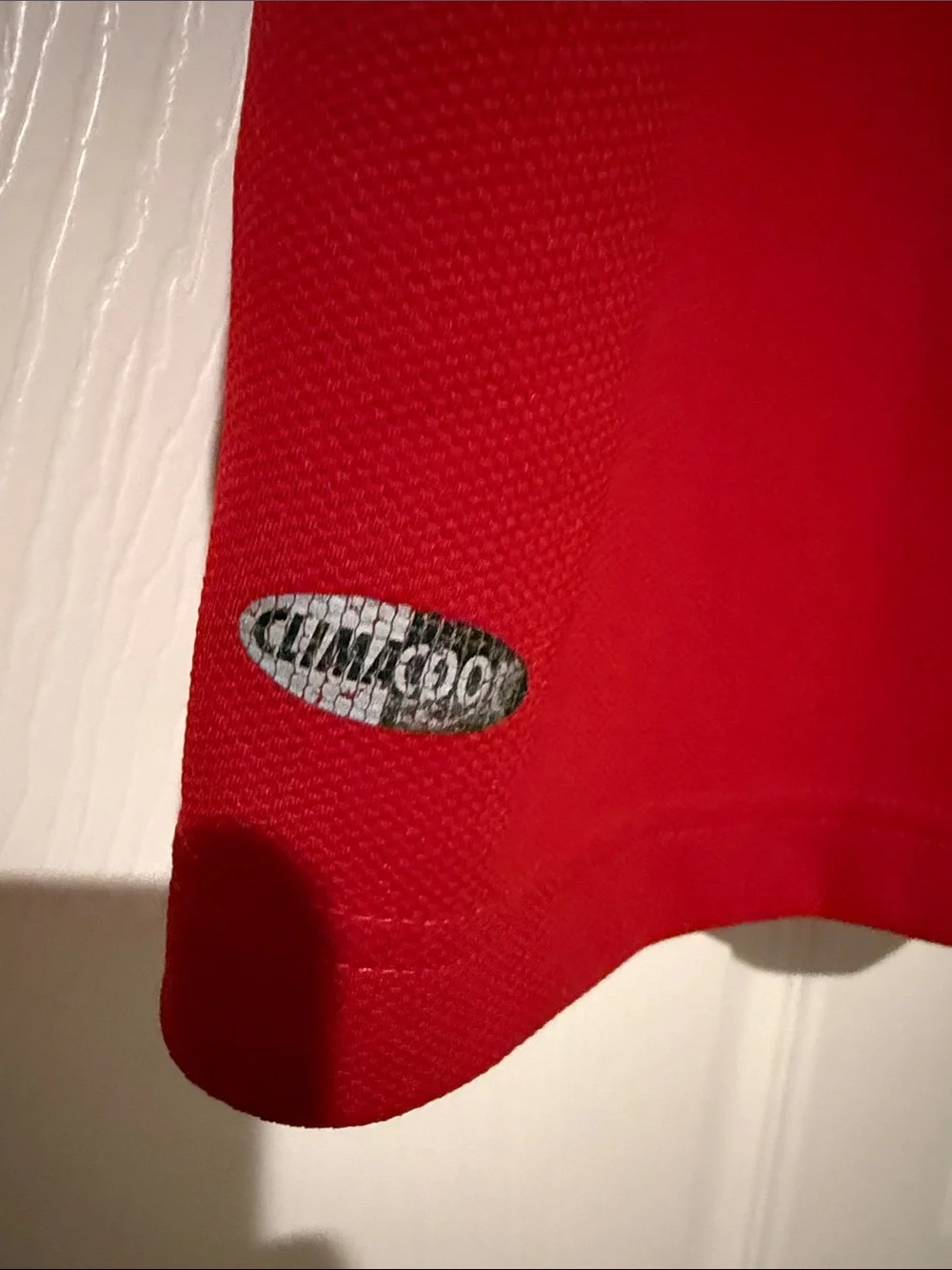 adidas Red Short-Sleeve Polo with Silver Accents